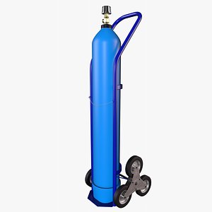 3D blue oxygen gas cylinder model