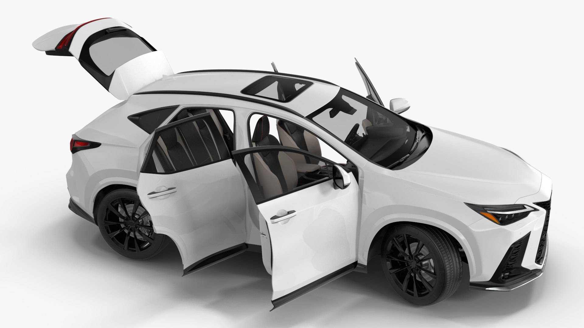 Hybrid SUV Car White Rigged for Cinema 4D 3D model preview