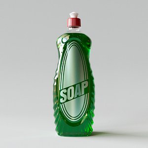 3D Realistic Green Dishwashing Soap Bottle 3D Model