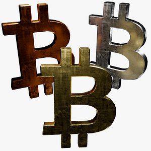 3D Bitcoin 3D Symbol Collection Gold Silver Copper BTC
