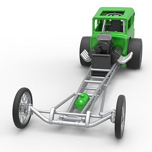 Diecast Front engine old school dragster with shell Version 7 Scale 1 to 25 3D