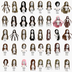 Female Ponytail Hair V28355 - 3D Model by nickianimations