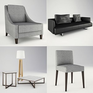 contemporary lounge furniture leather sofa 3d max
