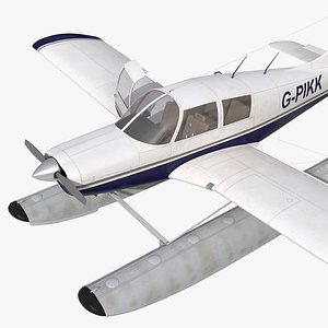 Light Aircraft Piper PA-28 Cherokee Seaplane Rigged 2 3D Model