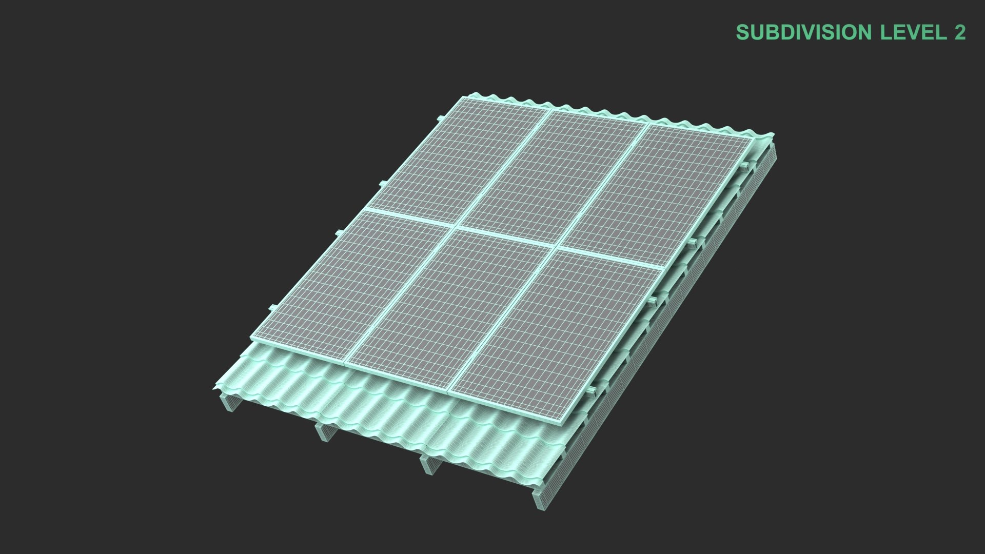 Solar Panel on Roof 3D model https://p.turbosquid.com/ts-thumb/wG/CkI6dT/8i/wireframe_0001/jpg/1738873818/1920x1080/fit_q87/6668a41280c7ad4c5a3682447040bd728c55c9f7/wireframe_0001.jpg