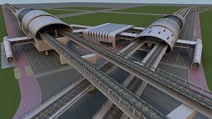 3D Light Rail Station 1 model