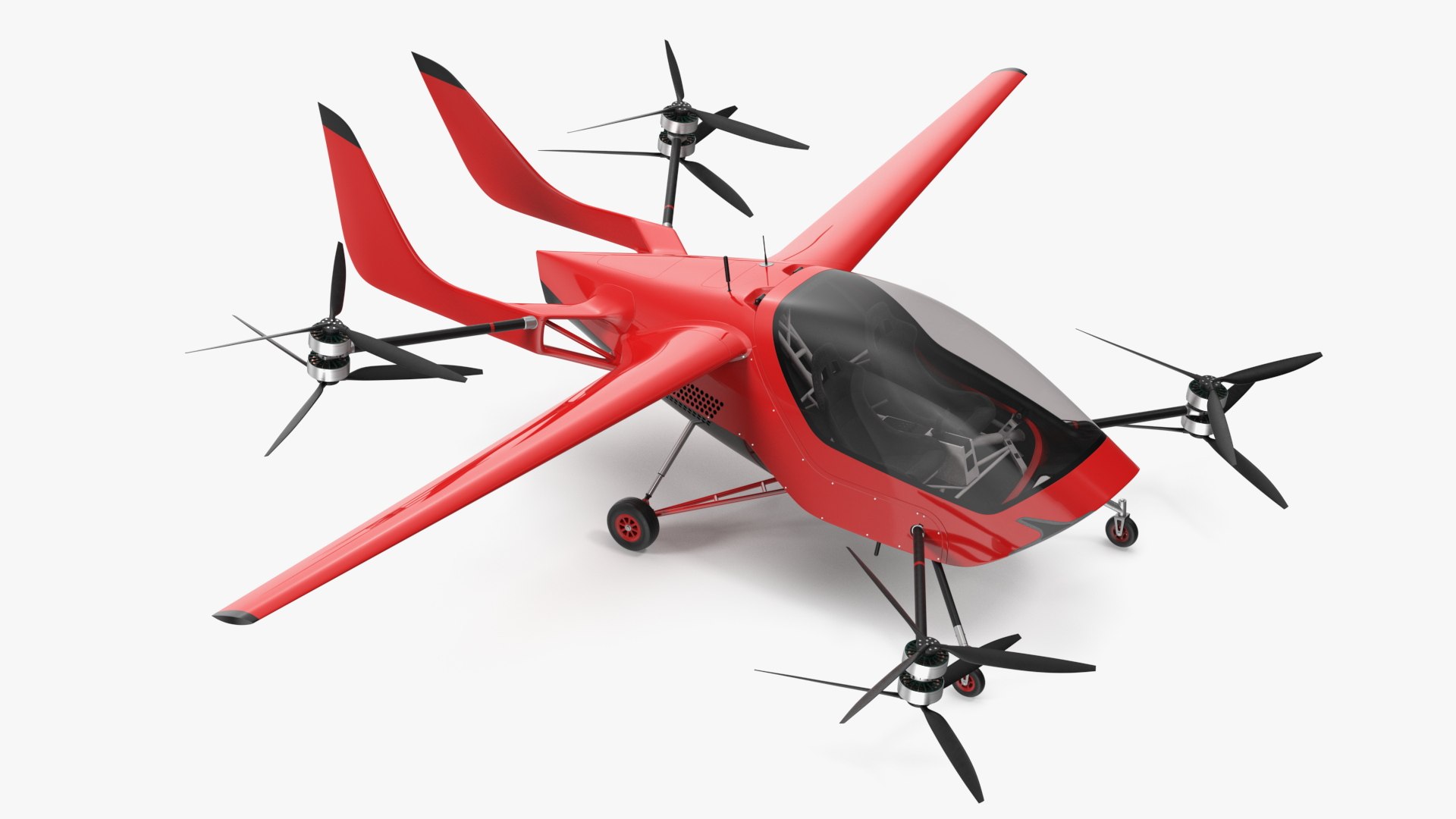Air Vehicle for Two Passengers Red 3D model preview
