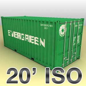 20 feet container ships 3d model