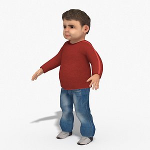 Caucasian Toddler Boy Child Kid RIGGED 3D
