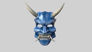 Oni Mask 03 Blue - Hannya Fantasy Character Design 3D model