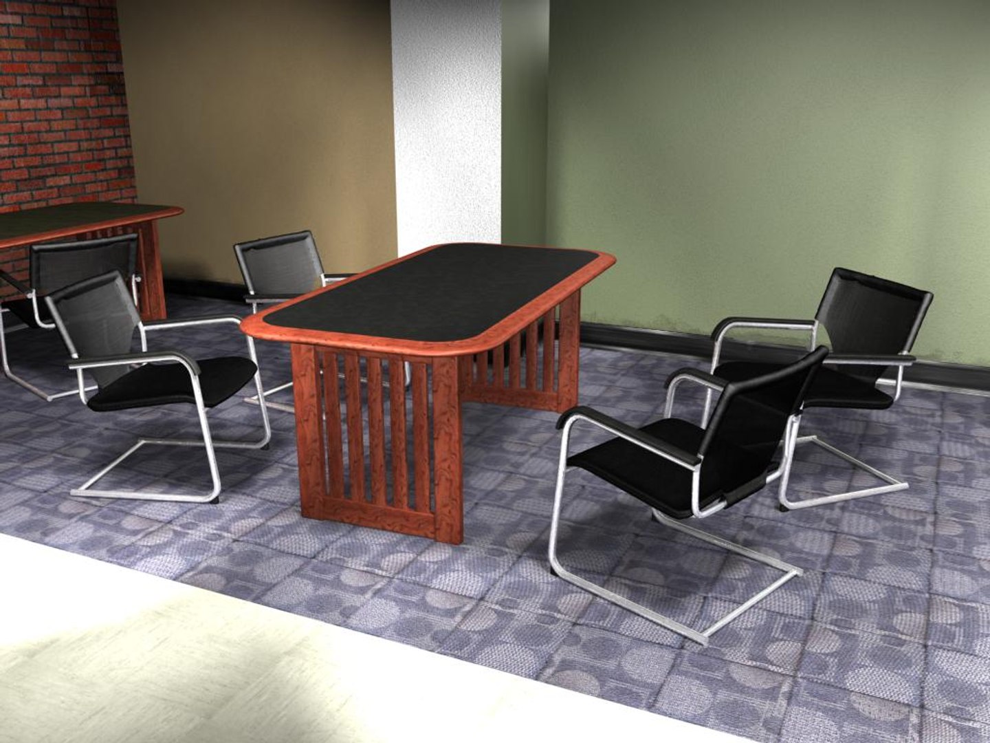 fabric metal chair table set 3ds