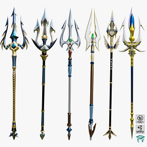 6 Fantasy Trident Collection All PBR Unity UE Textures