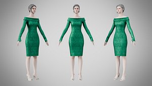 Dress 11 Emerald Velvet Green With Design model