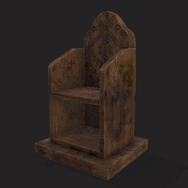 3D Rustic Medieval Wooden Bedside Book Shelf model