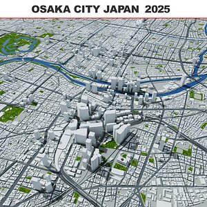 3D osaka city japan 2025 model
