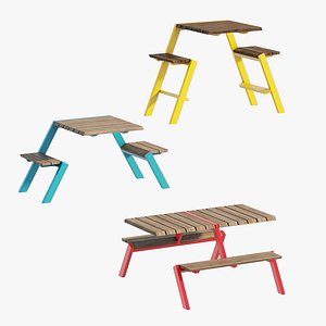 Public picnic table set