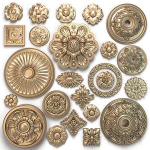 3D rosette collect 24 models 3D model