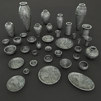 Ancient Egypt Stone Pottery tableware 37 Pcs