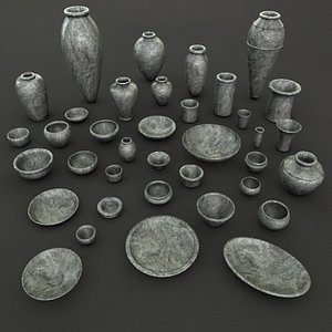 Ancient Egypt Stone Pottery tableware 37 Pcs