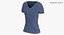 3D T Shirt Worn Female V Neck Pose 02 White Blank and Banded Heather