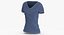 3D T Shirt Worn Female V Neck Pose 02 White Blank and Banded Heather