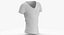 3D T Shirt Worn Female V Neck Pose 02 White Blank and Banded Heather