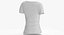 3D T Shirt Worn Female V Neck Pose 02 White Blank and Banded Heather