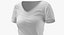 3D T Shirt Worn Female V Neck Pose 02 White Blank and Banded Heather