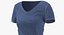 3D T Shirt Worn Female V Neck Pose 02 White Blank and Banded Heather