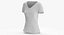 3D T Shirt Worn Female V Neck Pose 02 White Blank and Banded Heather