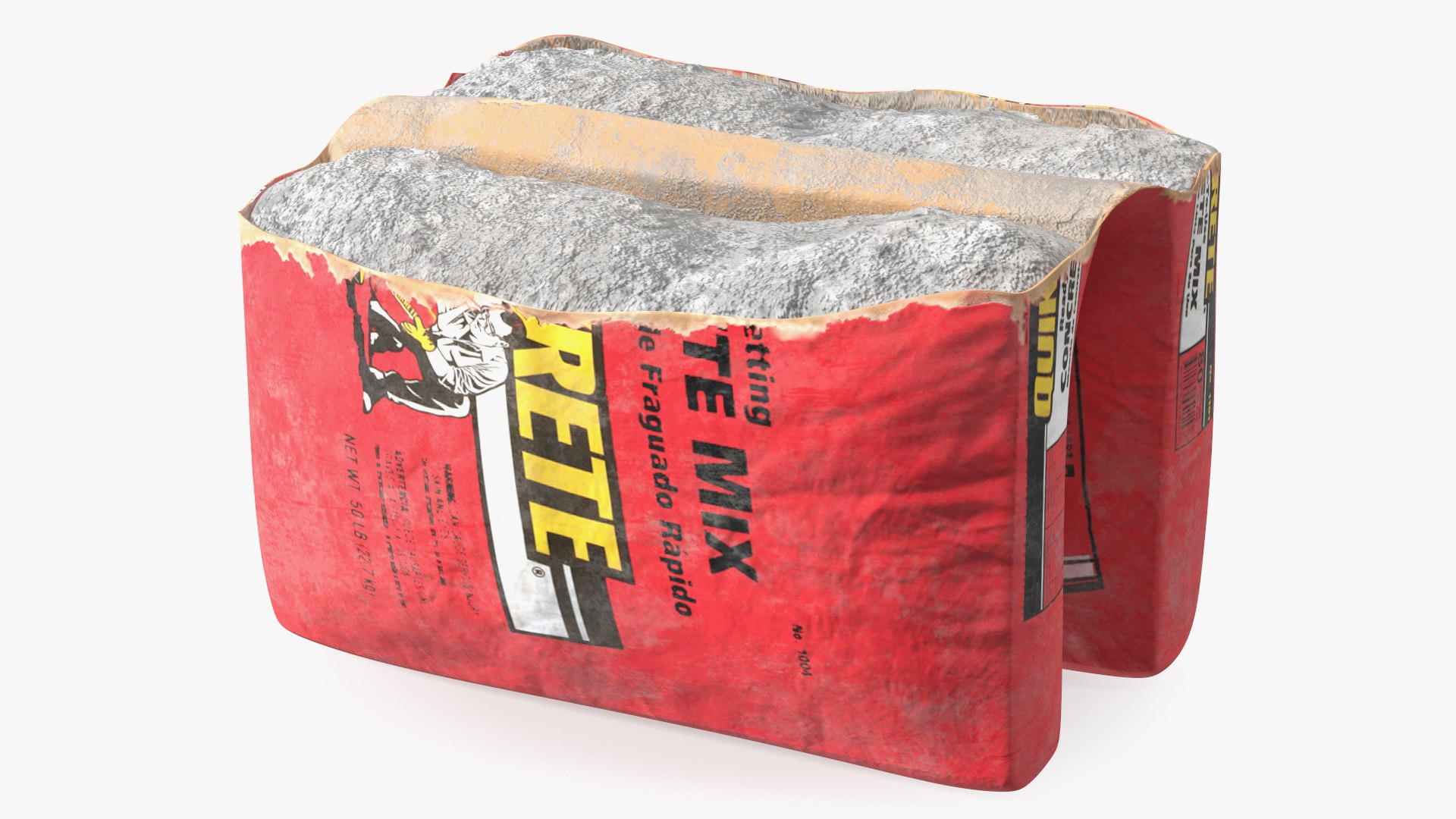 Torn Package Cement 50 Lb Red 3D model preview