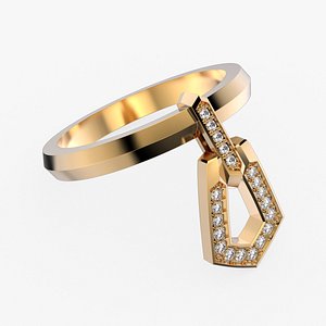 3D Fashion movable Chains ring all sizes R55 3D print model