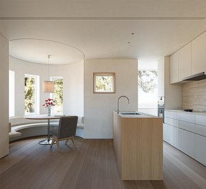 Modern living room dining room kitchen