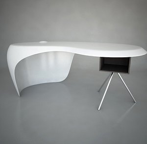 Uno Desk, design by Karim Rashid. Polyurethane,wood and metal.