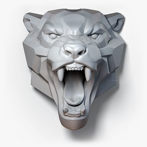 Roaring Leopard Sculpture Stylized