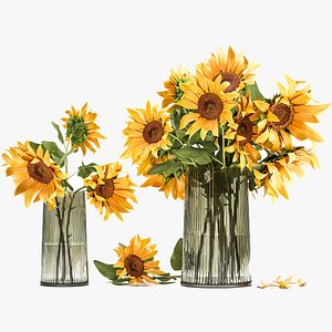 Flower bouquet of sunflowers in a vase 119 model