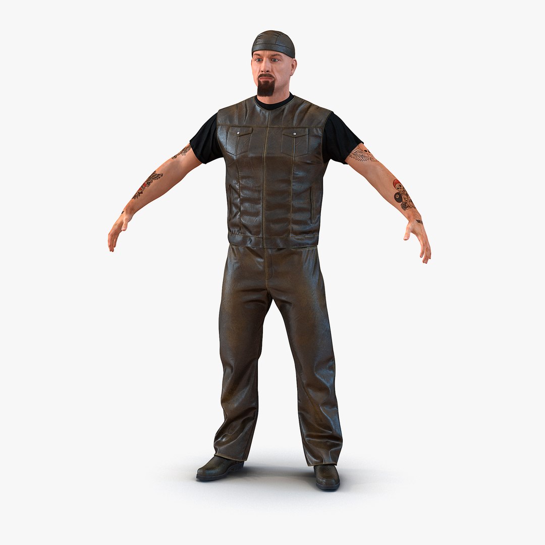 Biker Man with Fur Generic 2 3D Model 3D model preview