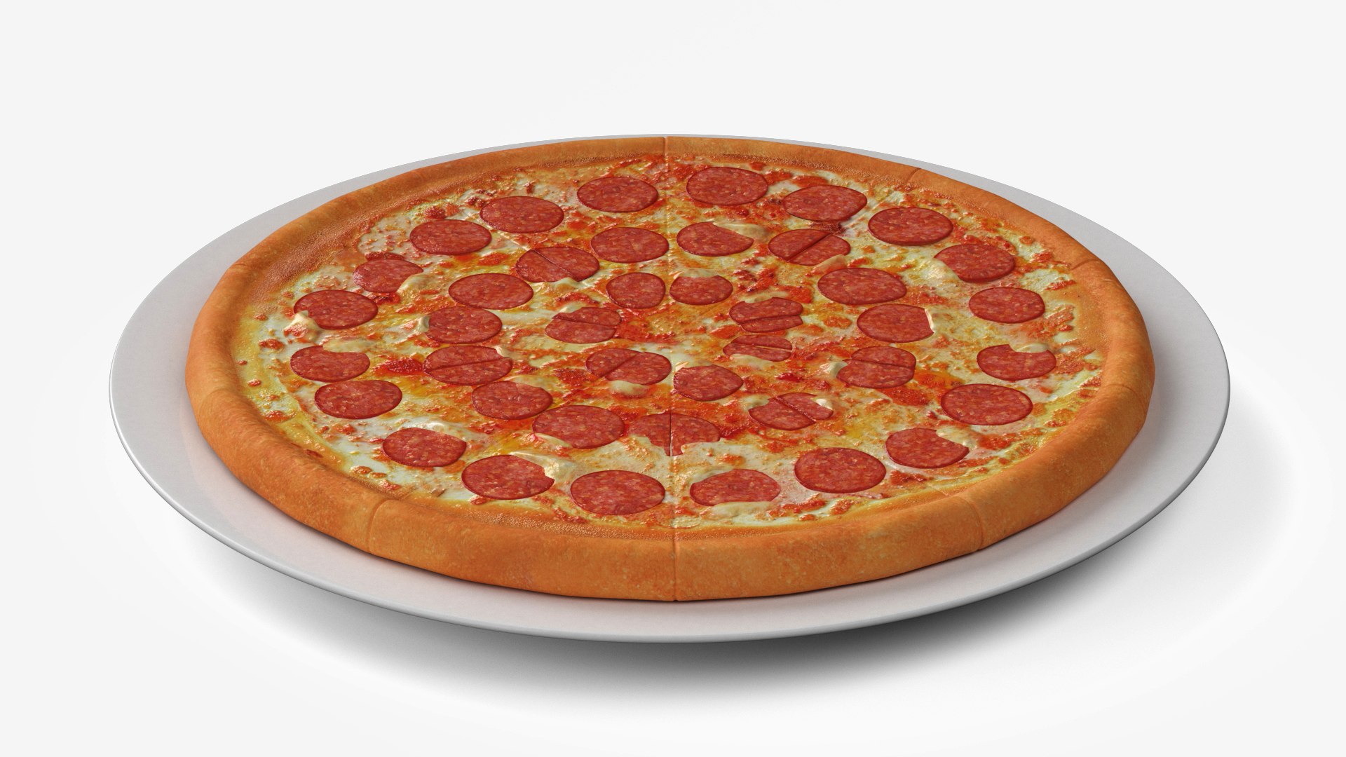 Pepperoni Pizza on Plate 3D model preview