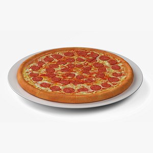 Pepperoni Pizza on Plate model