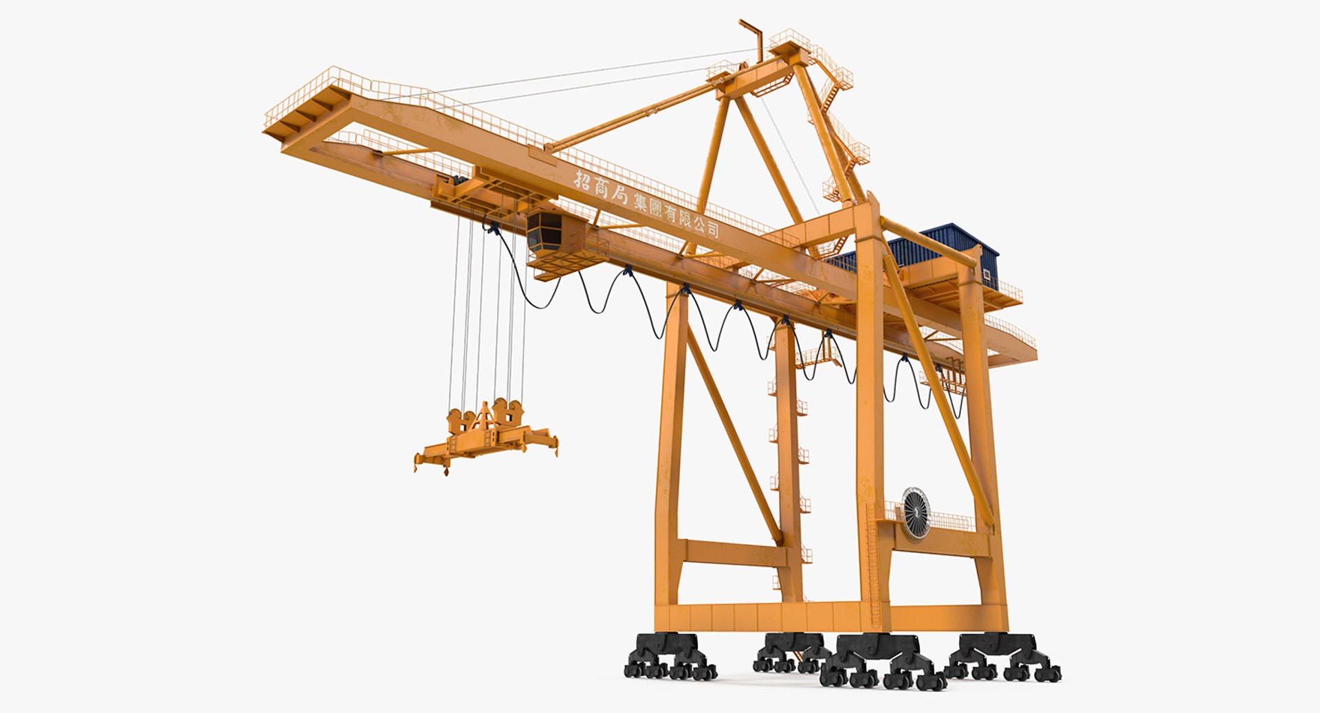 Container Handling Gantry Crane Orange Rigged 3D model preview