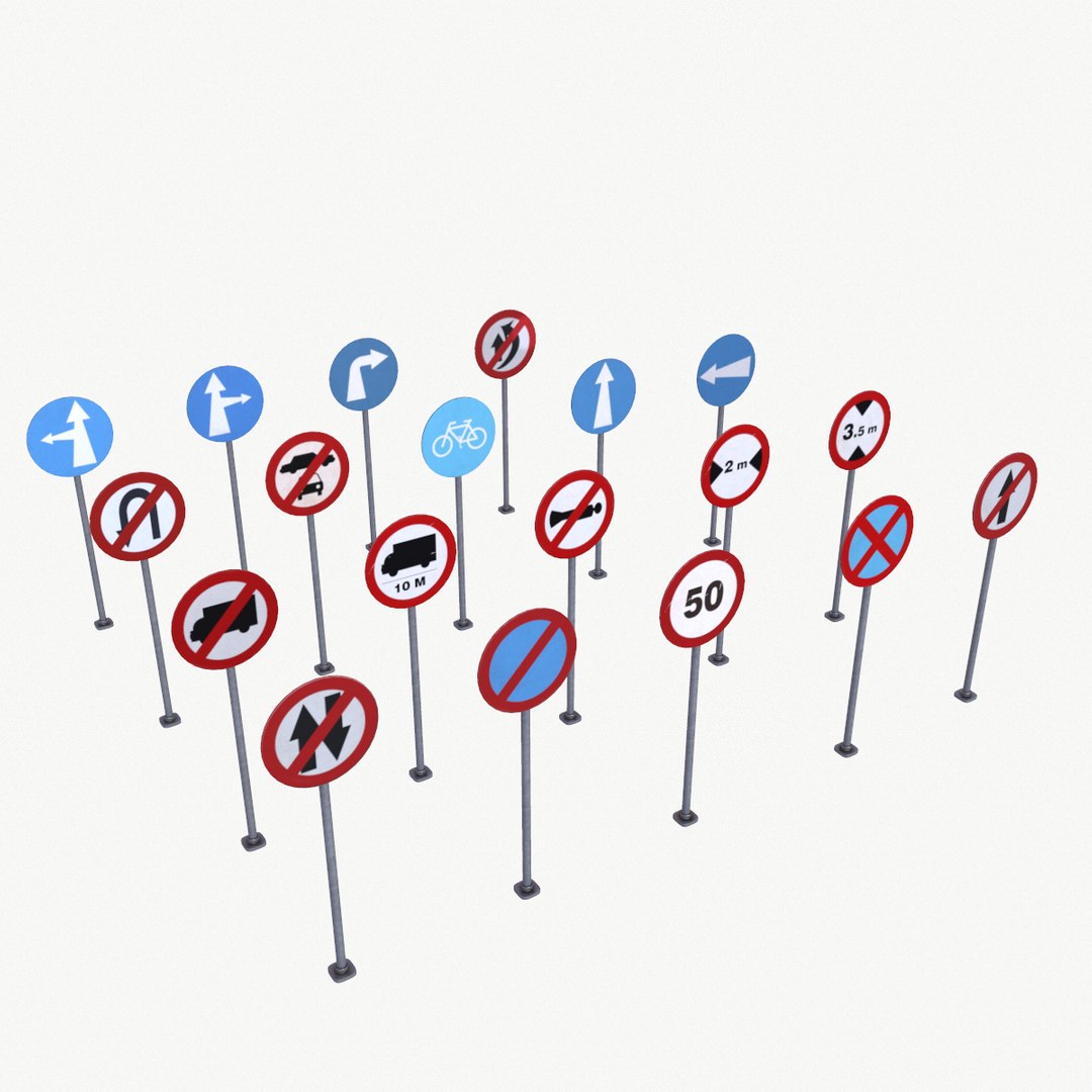 3D Road Sign Pack 2 Model - TurboSquid 1414526