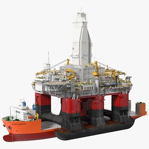 Black Marlin Heavy Load Carrier with Drilling Rig 3D model