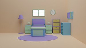 Bedroom Scene Models Pack 3D model