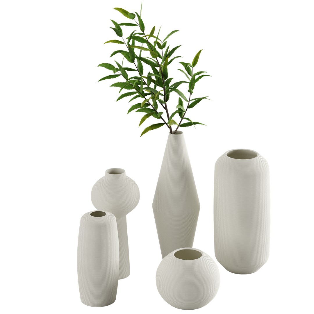 3D model Handmade Brushed Plain White Ceramic Vase - TurboSquid 2098514