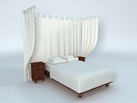 Bed with bedside table