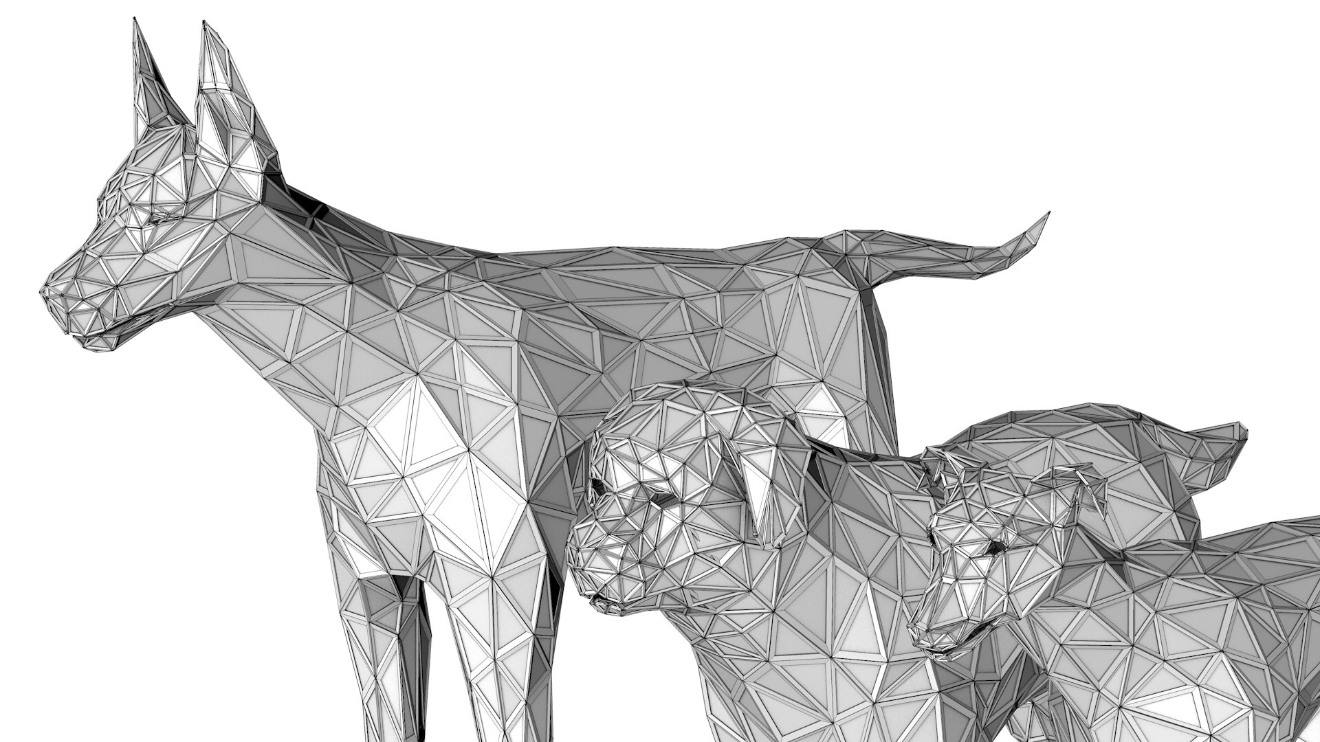 Polygonal Figures Of Dogs Model - TurboSquid 2349935
