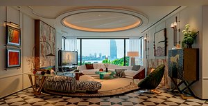 Luxurious living and dining room interior