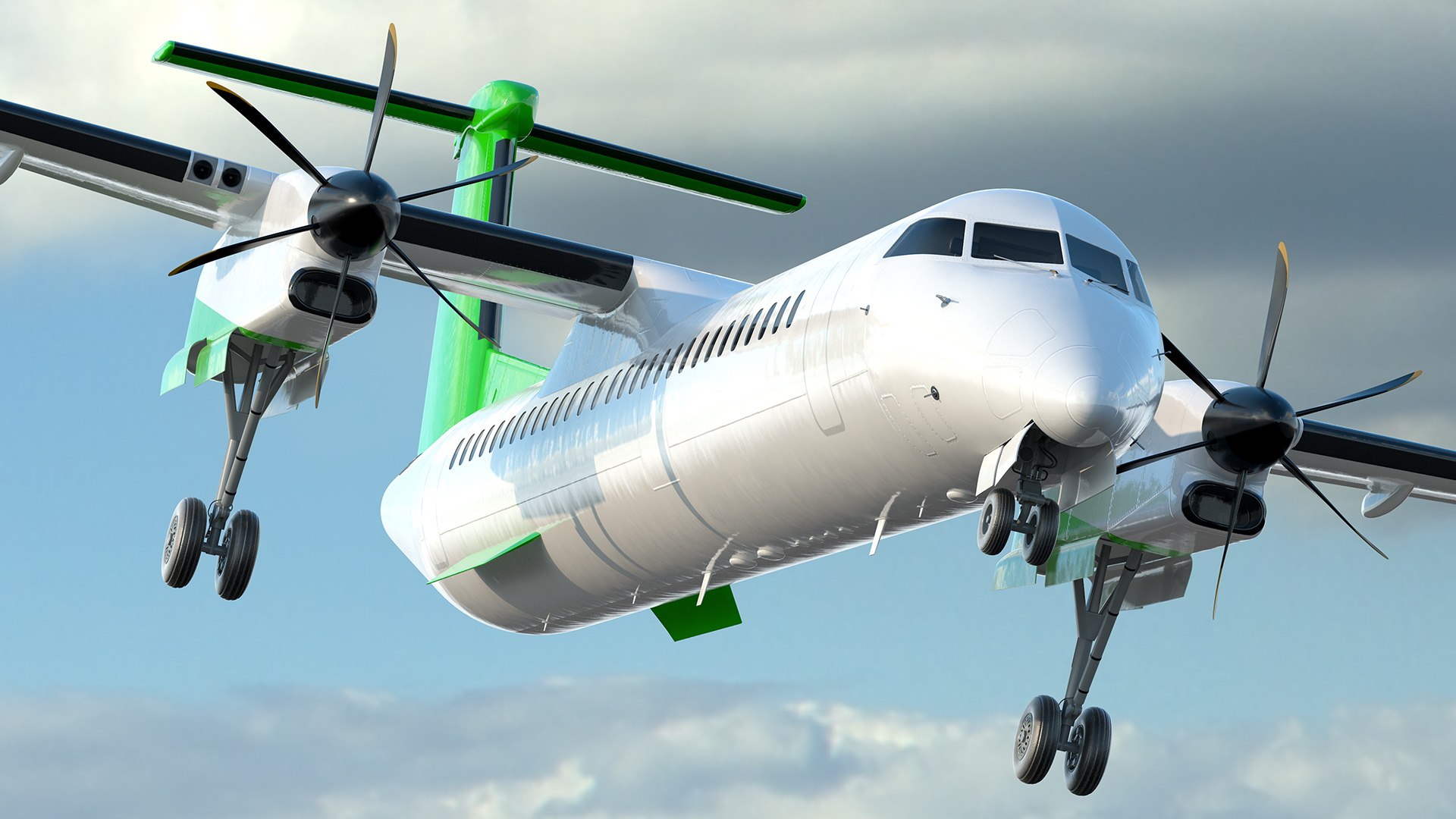 Twin Turboprop Passenger Airplane 3D model preview