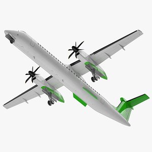 3D twin turboprop passenger airplane