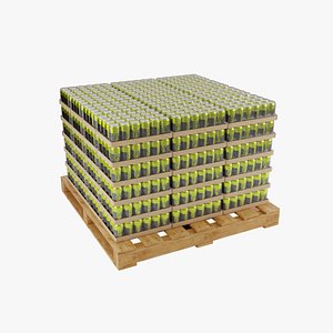Wooden Pallet with Lime Soda Cans